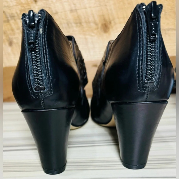 Luca Ferri Mary Jane pump caged butterfly black buttons zipper back US7 chunky - Picture 4 of 6